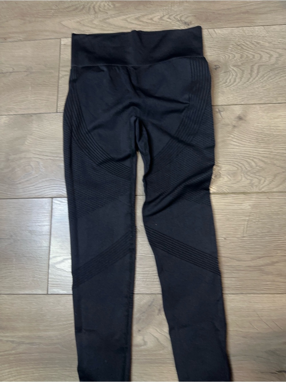 Kids Black Ribbed Active Leggings